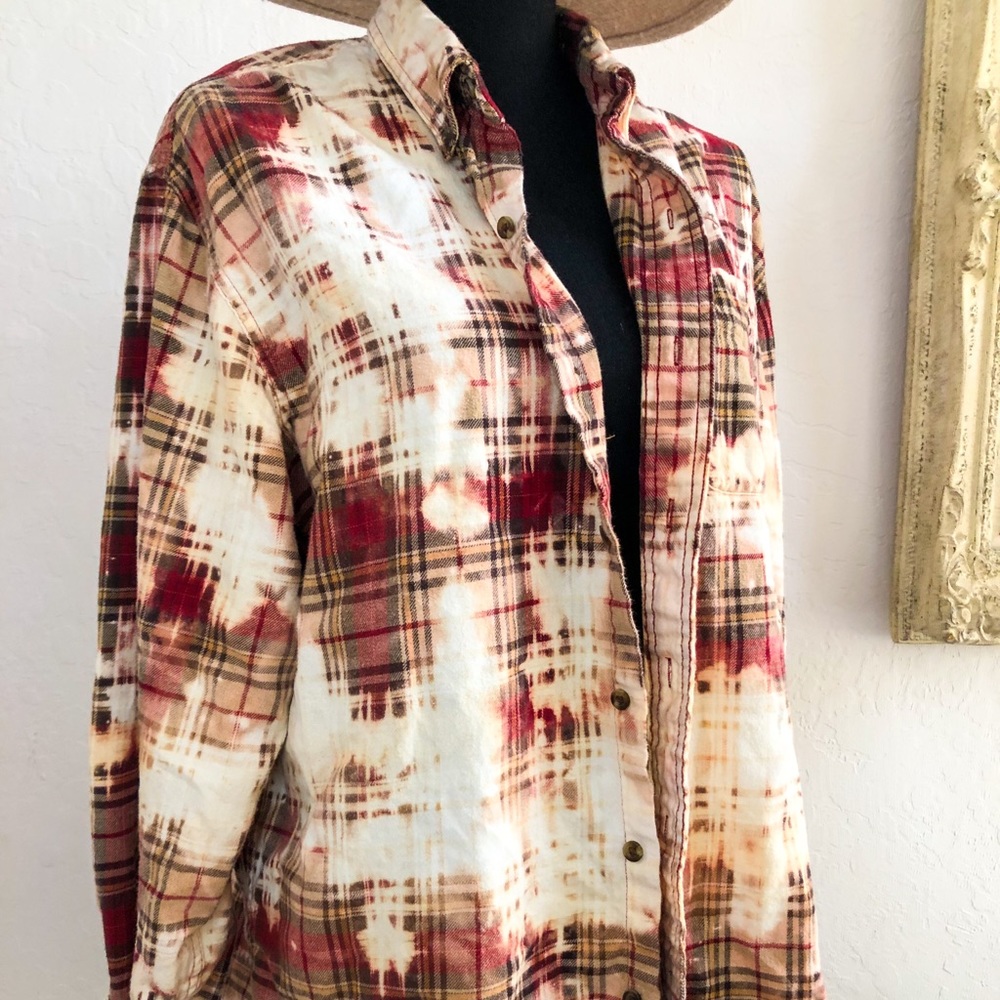 Red plaid bleached flannel